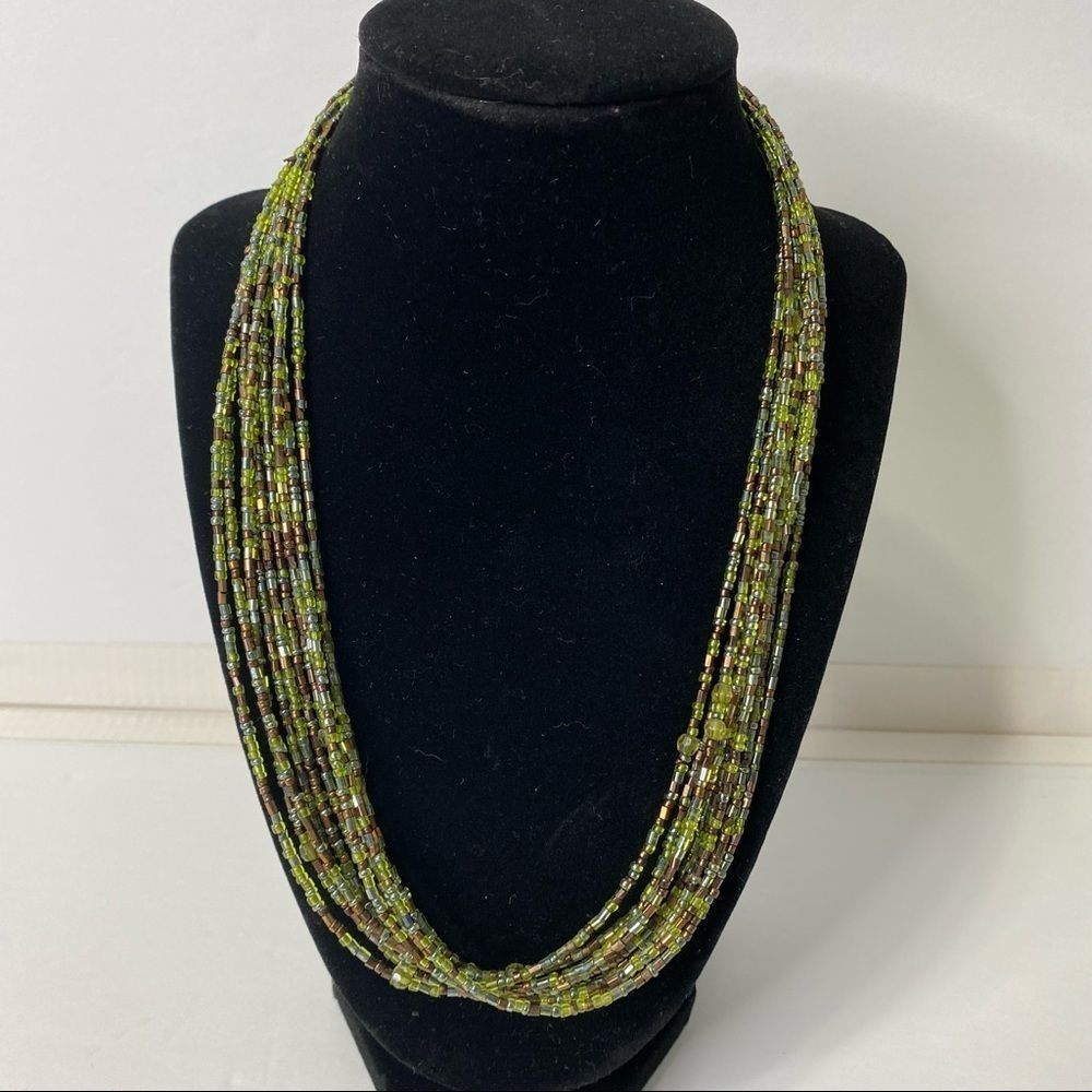 Green and Brown multi beaded necklace